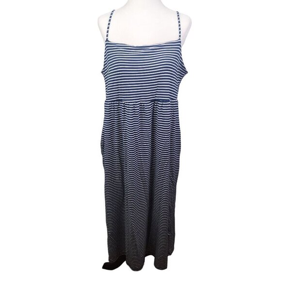 Old Navy Soft Jersey Knit Fit & Flare Midi Sundress Striped Large (12/14) Petite - Picture 2 of 15